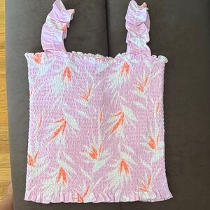 Billabong Pink and Orange Floral Smocked Crop Top